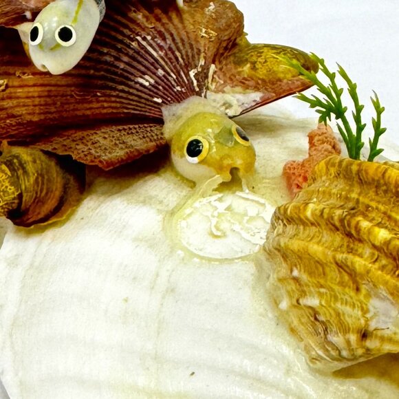 Vintage Sea Shell Art Sculpture Turtles Bopping Heads Beach Decor Novelty *read - Picture 8 of 8